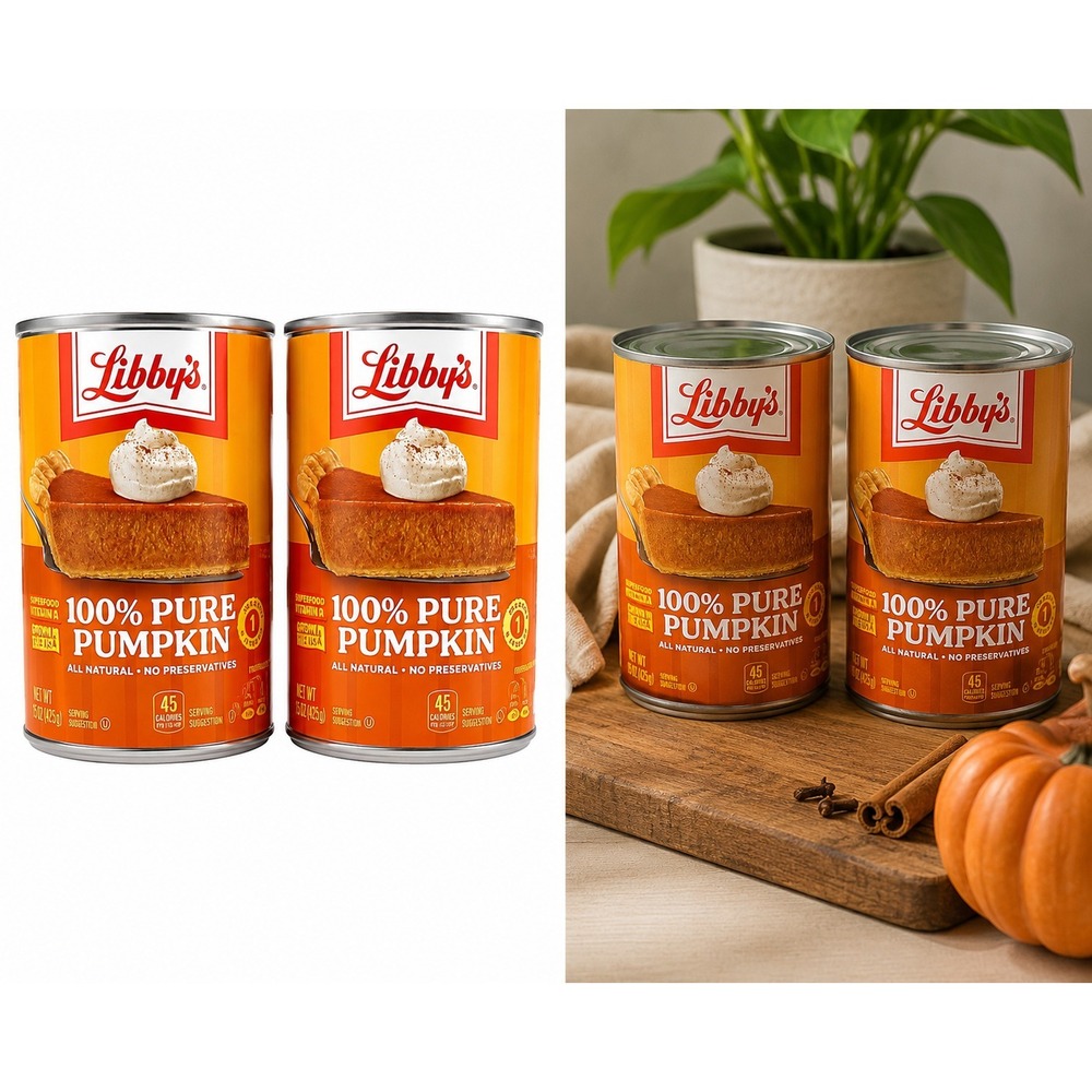 Libby's 100% Pure Pumpkin 15oz Cans Lot of 2 All Natural Pumpkin